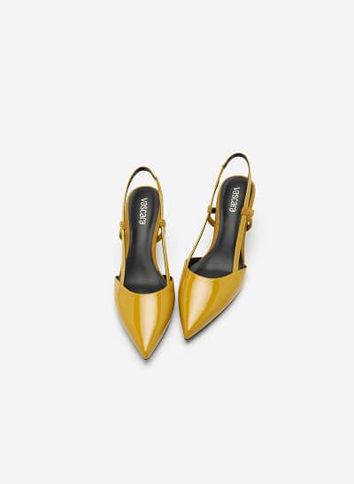 Giày Slingback Mũi Nhọn Phối Nubuck - BMN 0420 - Màu Vàng Đậm - VASCARA