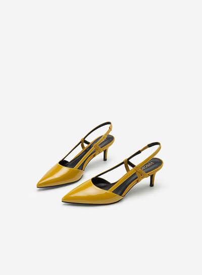 Giày slingback mũi nhọn phối - BMN 0420 - Màu vàng đậm - VASCARA