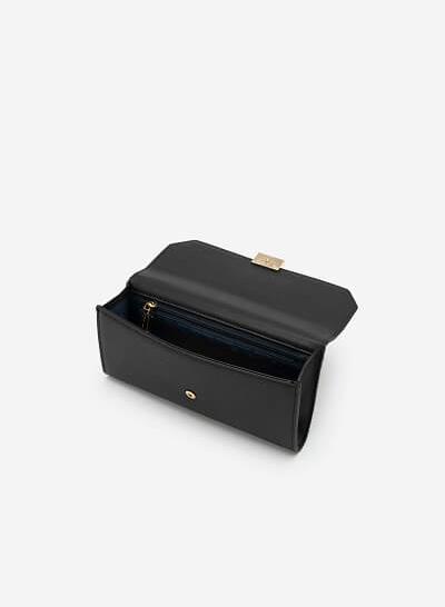 Ví cầm tay nắp gập khóa chữ nhật - WAL 0198 - Màu đen - VASCARA