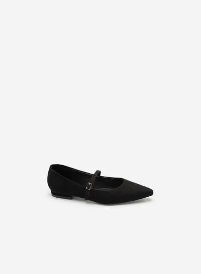 Giày Bít Mũi Nhọn Mary Janes Da Nubuck - BMN 0439 - Màu Đen