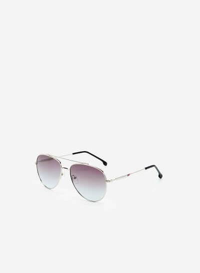 Kính mát gọng aviator tròng gradient tím khói - AVI 0011 - Màu bạc - VASCARA