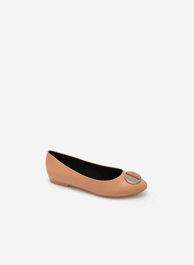 Giày Búp Bê Phối Khóa Cài Hình Tròn Nhấn Metallic - GBB 0419 - Màu Hồng