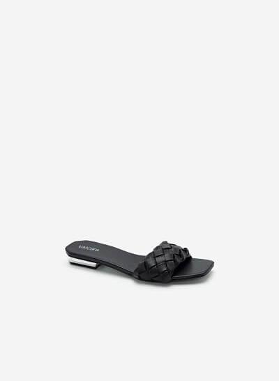 Hài Gót Metallic Quai Da Đan Canarium - DXP 0160 - Màu Đen