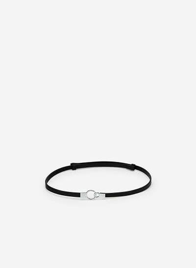 Thắt Lưng Cỡ Nhỏ Khóa Cài Hai Vòng Tròn - WAI 0020 - Màu Đen