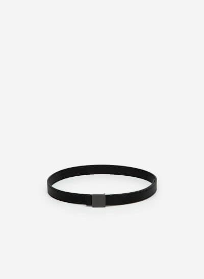 Thắt Lưng Cỡ Trung Khóa Cài Vuông - TRO 0018 - Màu Đen