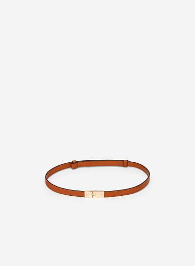 Thắt Lưng Cỡ Trung Khóa Chốt Cài Hiện Đại - WAI 0021 - Màu Nâu