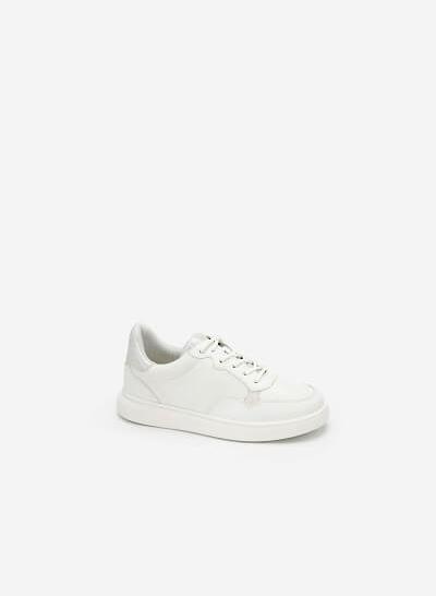 Giày Sneaker Viền Chỉ Nổi Đính Hologram - SNK 0035 - Màu Trắng