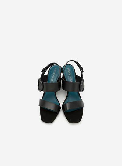 Giày Sandal Cao Gót Trang Trí Vòng Kim Loại - SDN 0656 - Màu Đen - VASCARA