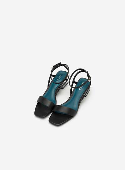 Giày Sandal Gót Trụ 2 Tầng Crystal - SDN 0651 - Màu Đen - VASCARA