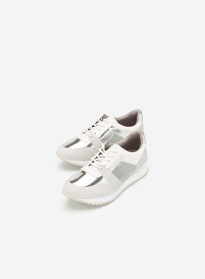 Giày sneaker phối metallic đan lưới - SNK 0029 - Màu trắng - vascara.com