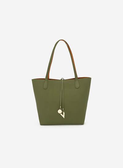 Túi Tote Trang Trí Logo Vascara Cách Điệu - TOT 0061 - Màu Xanh Rêu