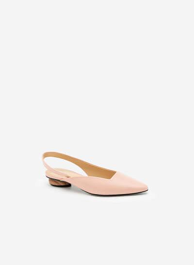 Hài Slingback Gót Thấp Vân Gỗ - BMN 0386 - Màu Hồng