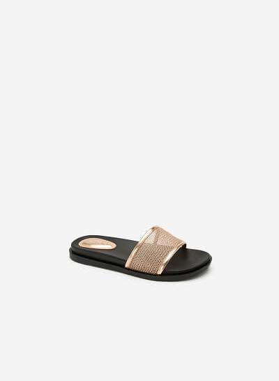 Dép Quai Ngang Đan Lưới Metallic - DXP 0150 - Màu Vàng Hồng