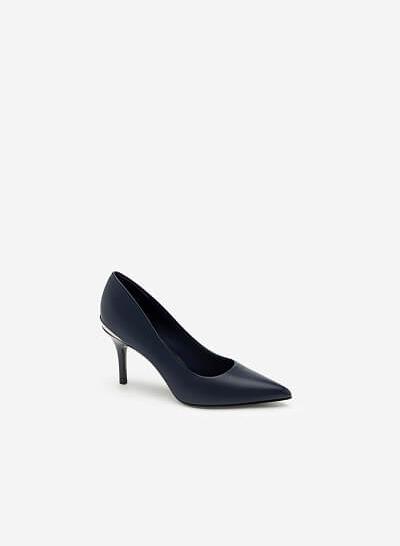 Giày Cao Gót Mũi Nhọn Thanh Lịch Gót Phối Metallic - BMN 0405 - Xanh Navy