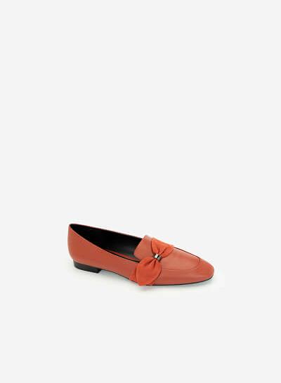 Giày Lười Đính Nơ Thanh Lịch - MOI 0097 - Màu Cam Đậm