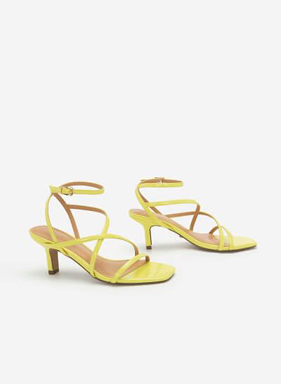 Giày sandal cao gót quai mảnh - SDN 0666 - Màu vàng neon - VASCARA