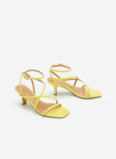 Giày sandal cao gót quai mảnh - SDN 0666 - Màu vàng neon - VASCARA