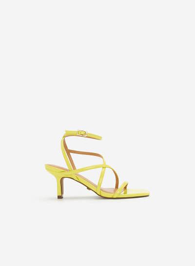 Giày sandal cao gót quai mảnh - SDN 0666 - Màu vàng neon - VASCARA