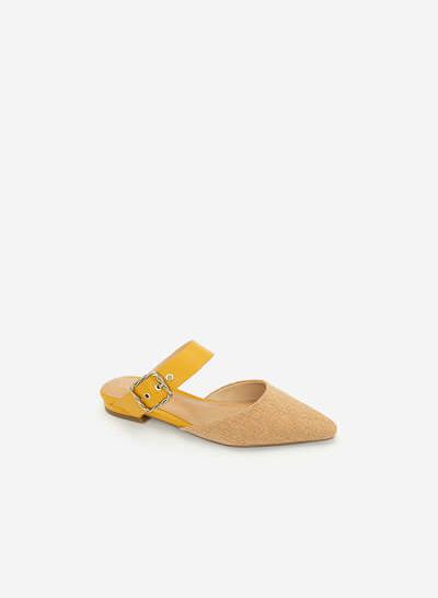 Hài Mule Phối Cói Quai Cài To Bản - DXP 0154 - Màu Vàng
