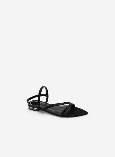 Giày Sandal Bệt Mũi Nhọn - SDK 0312 - Màu Đen