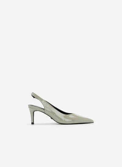 Giày Slingback Mũi Nhọn Quai Co Giãn - BMN 0424 - Màu Xám Nhạt
