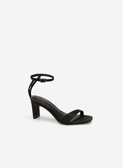 Giày Cao Gót Ankle Strap Satin Charming - SDN 0670 - Màu Đen