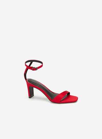 Giày Cao Gót Ankle Strap Satin Charming - SDN 0670 - Màu Đỏ