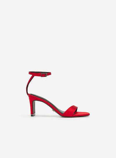 Giày Cao Gót Ankle Strap Satin Charming - SDN 0670 - Màu Đỏ - VASCARA