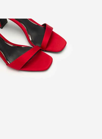 Giày Cao Gót Ankle Strap Satin Charming - SDN 0670 - Màu Đỏ - VASCARA