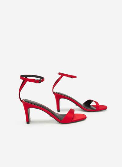 Giày Cao Gót Ankle Strap Satin Charming - SDN 0670 - Màu Đỏ - VASCARA