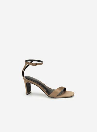 Giày Cao Gót Ankle Strap Satin Charming - SDN 0670 - Màu Be Đậm