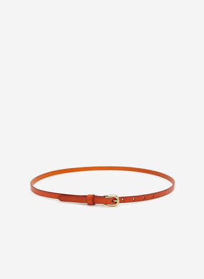 Thắt Lưng Sợi Mảnh Thân Cài Bo Tròn - WAI 0022 - Màu Nâu Nhạt