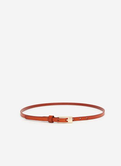 Thắt Lưng Sợi Mảnh Khóa Cài Vuông Dài - WAI 0024 - Màu Nâu