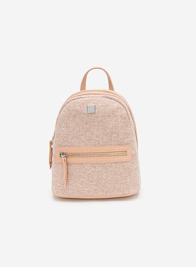 Balo Mini Phối Vải Canvas - BAC 0128 - Màu Hồng