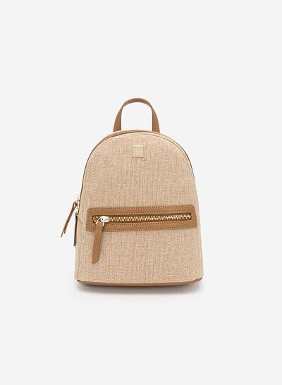 Balo Mini Phối Vải Canvas - BAC 0128 - Màu Be