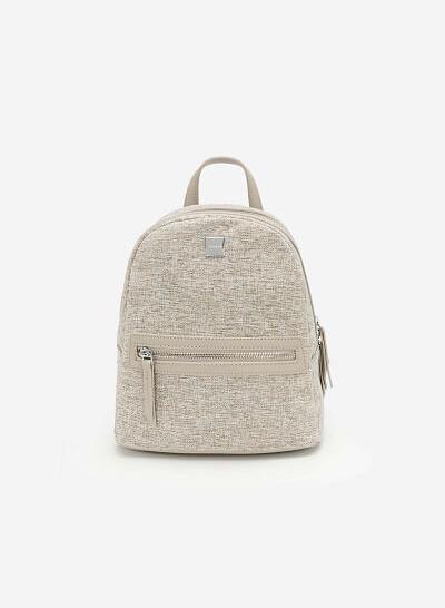 Balo Mini Phối Vải Canvas - BAC 0128 - Màu Xám