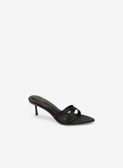 Guốc Gót Nhọn Quai Đan Chéo - GNN 0147 - Màu Đen