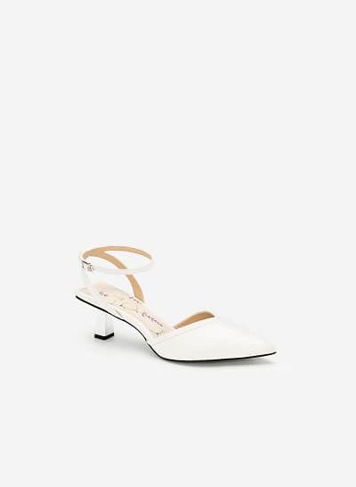 Giày Ankle Strap Gót Metallic (Lavender Collection) - BMN 0425 - Màu Trắng