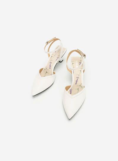 Giày Ankle Strap Gót Metallic (Lavender Collection) - BMN 0425 - Màu Trắng - VASCARA