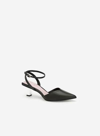 Giày Ankle Strap Gót Metallic - BMN 0425 - Màu Đen