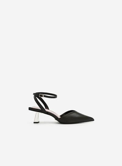 Giày ankle strap gót metallic - BMN 0425 - Màu đen - VASCARA