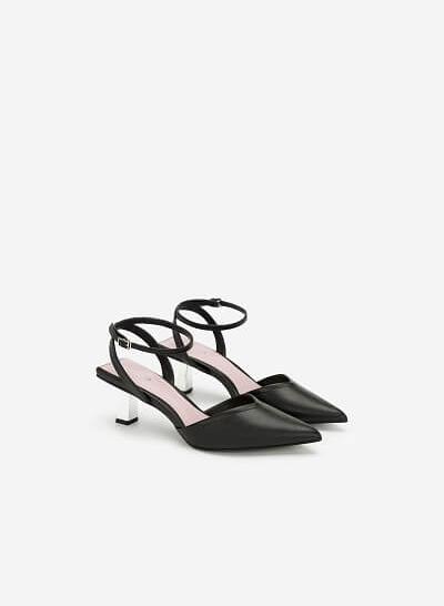 Giày ankle strap gót metallic - BMN 0425 - Màu đen - VASCARA