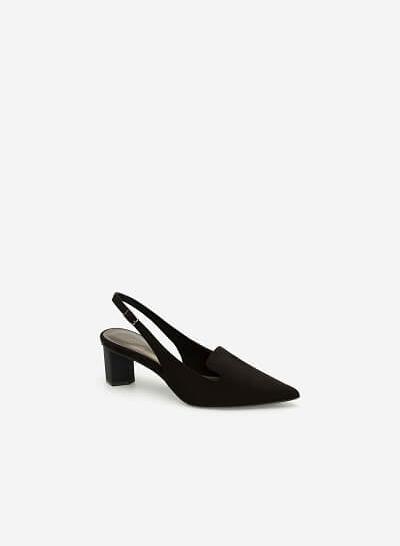 Giày Slingback Gót Trụ Da Lộn - BMN 0426 - Màu Đen