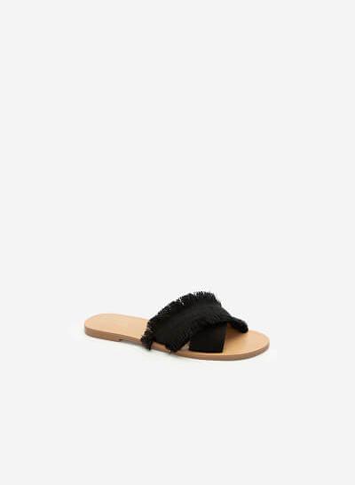 Dép Quai Chéo Bản Lớn Boho Style - DXP 0155 - Màu Đen