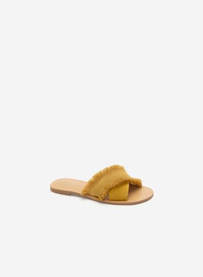 Dép Quai Chéo Bản Lớn Boho Style - DXP 0155 - Màu Vàng