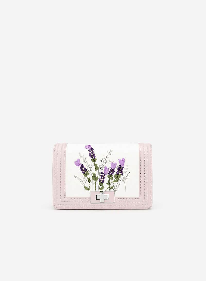 Túi Đeo Chéo Thêu Hoa Lavender - SHO 0165 - Màu Tím Nhạt - VASCARA