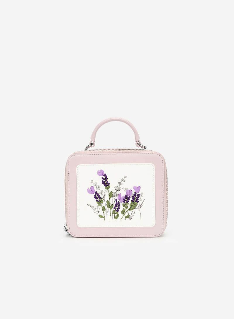 Túi Hộp Thêu Hoa Lavender - SAT 0259 - Màu Tím Nhạt - VASCARA