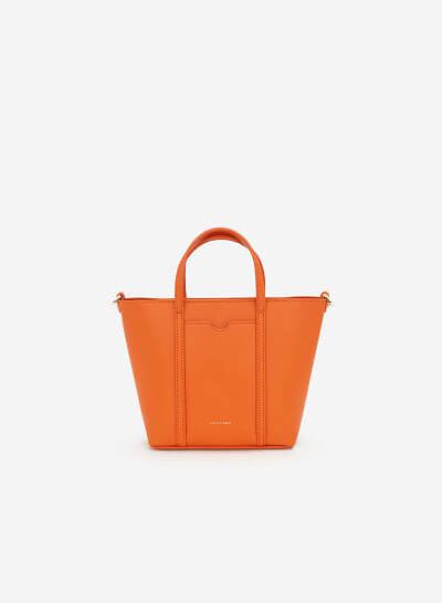Túi Tote Viền Chỉ Nổi - TOT 0064 - Màu Cam