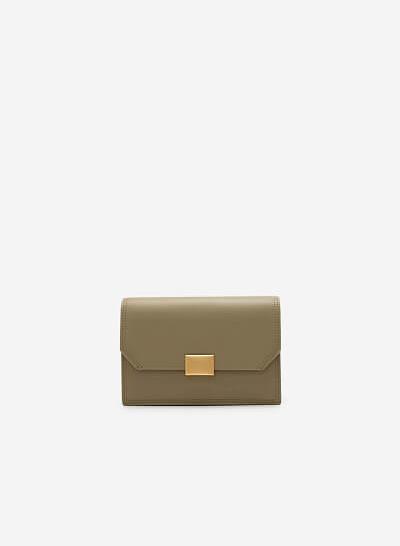 Túi Đeo Chéo Nắp Gập Khóa Cài Kim Loại - SHO 0172 - Xanh Olive