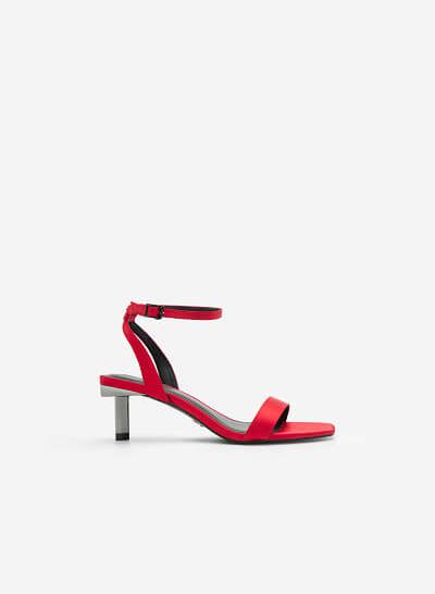 Giày Ankle Strap Gót Trụ Metallic - SDN 0680 - Màu Đỏ - VASCARA